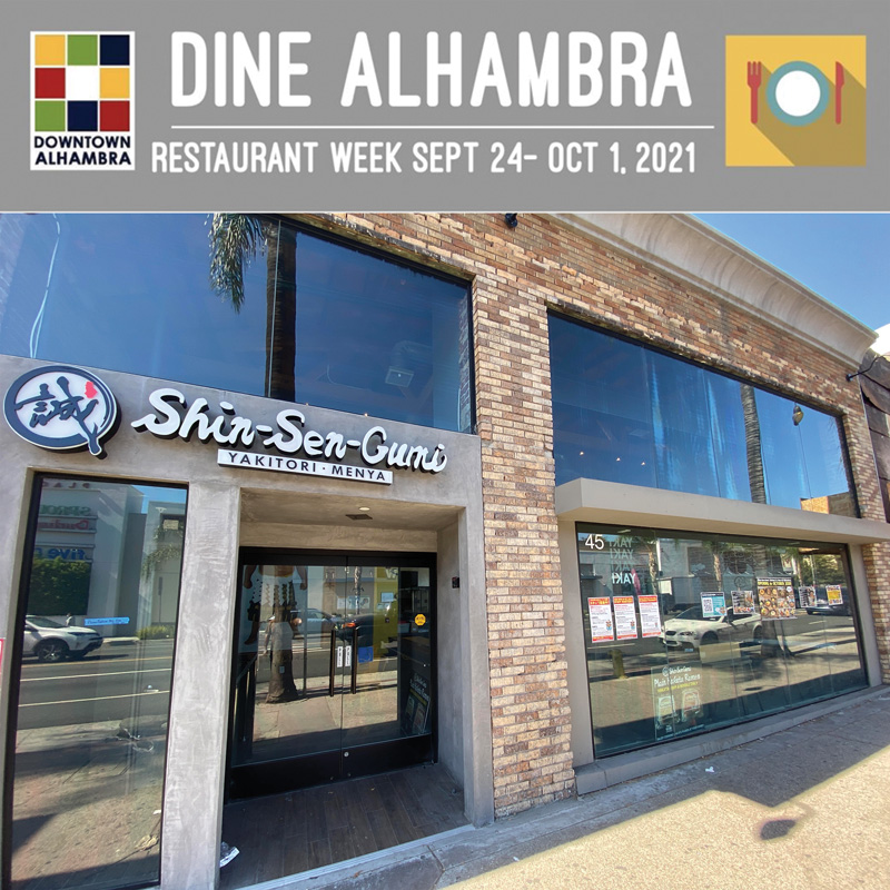 Dine Alhambra Week Info with Photo of Alhambra Storefront