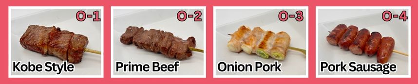 Optional Yakitori lineup